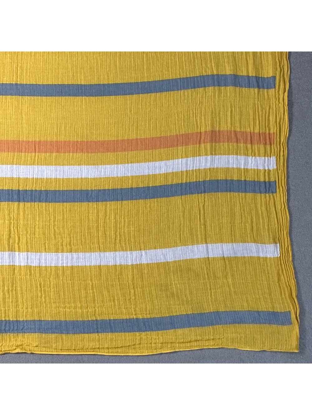 Vintage Lightweight Yellow Striped Scarf with Sailboat Pattern - Picture 5 of 12